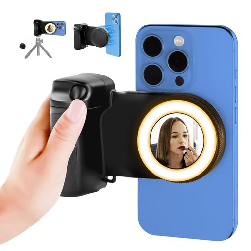 HAFOKO Magnetic 磁気 スマートフォン キャップグリップ カメラ 携帯電話 自撮りグリップ 取り持つ 写真 電話 シャッター と ブルートゥース ワイヤレス リモコン 互換性 iPhone対応/Androidすべて…