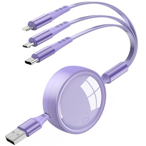 【一本3役】1つのUSBポートから3台のデバイスが同時に充電できます。ライトニング、MicroUSB、Type-Cが一つになった超便利最新設計な一本三役の3in1充電ケーブルです。伸縮自由、簡単に収納できるし、普段外出、旅行、オフィス、車内...