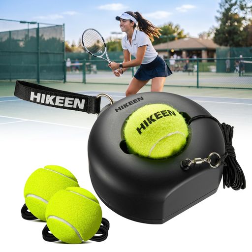 【金属製ベース】Hikeenテニストレーナーは、頑丈なベースでアップグレードされ、自重と底面のゴム引きグリップが地面との摩擦を増加させ、激しいストロークの間、地面に安定してとどまります。箱から出してすぐに使えるので、トレーニングのたびに水や砂を入れる必要がなく、水漏れの心配もありません。 【3つの高品質テニスボール】テニスボールは基本より30%高い弾性と耐摩耗性があり、高品質のフェルトと厚くなった天然ゴムのコアで作られており、優れた弾性と耐久性を提供し、普通のテニスボールより壊れやすいとは区別され、テニスボールが破損することを心配することなく長期間使用することができます。 【ストレッチコード】4Mの耐摩耗性ストレッチコードを装備し、その耐摩耗性は、高強度のテニストレーニングに耐えることができ、テニスボールの損傷やストリングの破損を心配する必要はありません、よりリアルな打撃体験をもたらすことができ、ポータブルテニストレーナーセットは、リング溝があり、あなたがプレイしていないときにテニスボールを配置し、ストレッチコードを配置することができ、もつれや結び目のトラブルを避けることができます。