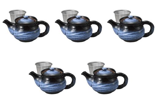 5個セットオーロラ縄手ポット(網付)[18x9x9.5cm(400cc)]|ポットセトモノホンポ(Setomonohonpo)