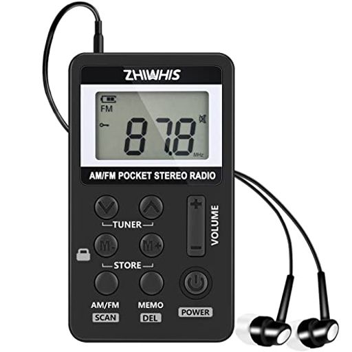 ZHIWHISポータブル通勤ラジオAM・FM2バンドデジタルDSP高感度ワイドFM対応ミニAM/FMラジオLCD液晶ディスプレーステレオイヤホン付きUSB充電式小型ハンディー
