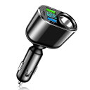 【QC3.0/100W】ANYOIシガーソケットUSB急速充電QC3.0/SUPERポート/PD30W1穴増設ソケットシガライター電源ソケットUSB耐久性/軽量3ポートシガーソケット搭載LEDデジタルディスプレー車USB(2)