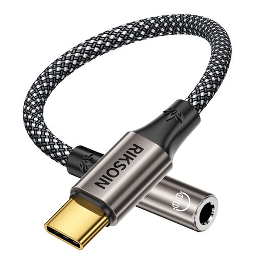 RIKSOIN USB-C to 3.5mm イヤホン変換アダプター 銀メッキ銅芯 USB-Cイヤホンジャ...