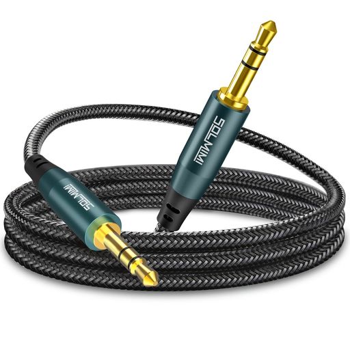 SOLMIMI3.5mmオーディオケーブルオスオスauxケーブル高耐久性ナイロン編組み金メッキ3極(TRS)ステレオミニプラグヘッドホンケーブルホームステレオ/スピーカー/車/スマートフォン/ヘッドホ…