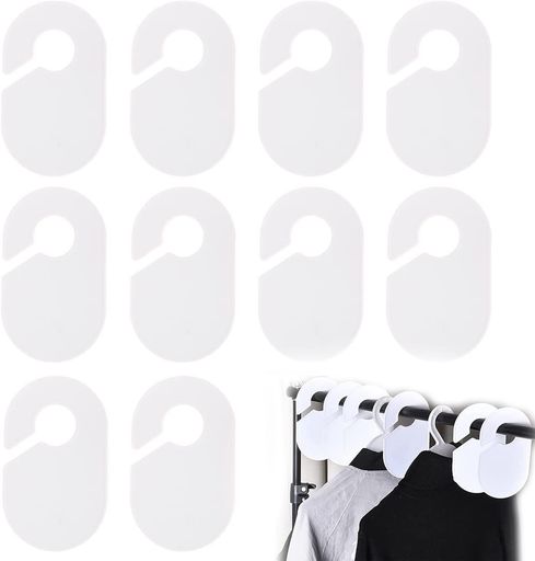 Coollooda服の仕切り10個サイズ仕切りブランク衣類ラックラウンドハンガーセパレーター再利用可能なワードローブホワイト白無地タグ白
