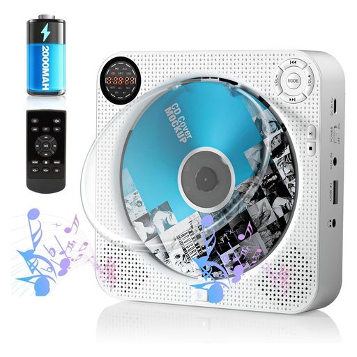 FELEMANCDプレーヤー壁掛け&卓上置き式ポータブルBluetooth/CD/FM/USB/AUX五モード対応FMラジオ+10スキ..