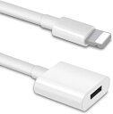iPhone充電器延長ケーブルiPhone/iPadと互換性ありエクステンダードックケーブルオス右向き矢印メスケーブル延長アダプターパスビデオデータオーディオ(6.6FT/2Mホワイト)(2)