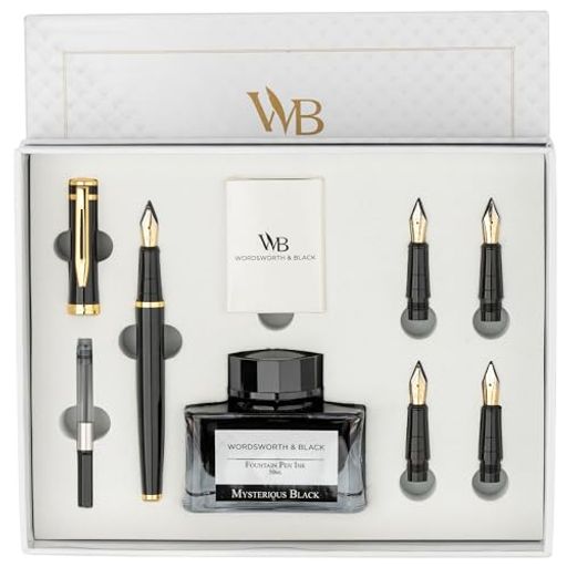 Wordsworth & Black 高級 万年筆 セット 筆記用, ペン先 6本, ブラックゴールド