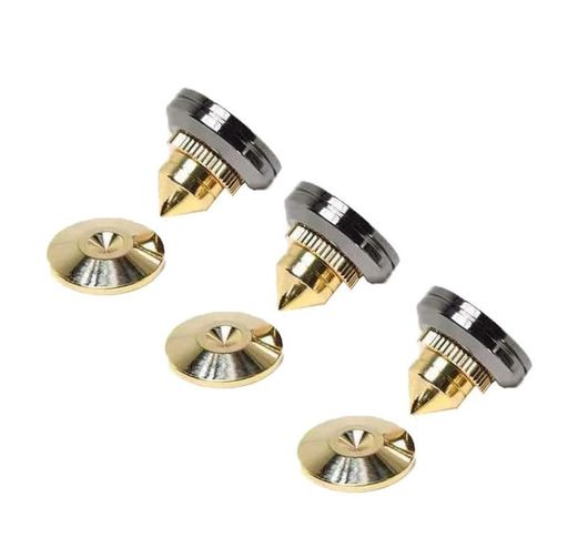 亜鉛銅合金高品質免震角錐【川木】高さ調整可能足止め座金足錐角錐スピーカーオーディオ共用セット8pcs..