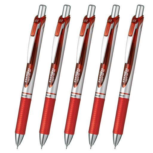 ぺんてる ボールペン ゲルインキ エナージェル ノック式 0.3mm シルバー軸 XBLN73-...