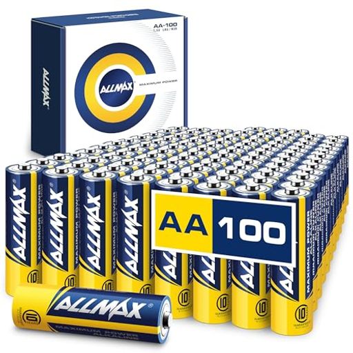 Allmax単3形アルカリ電池マキシマムパワー(100本)-超長持ち、液漏れ防止設計、10年保存可能、最大性能(1.5V) Allmax単3形アルカリ電池マキシマムパワー(100本)-超長持ち、液漏れ防止設計、10年保存可能、最大性能(1.5V)