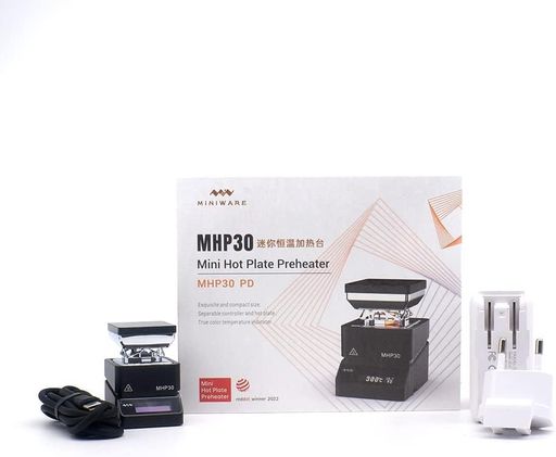 TOOLSAVING ホットプレート予熱器 調整可能恒温加熱システム 60W 30x30mm 100-350°C加熱可能 回路基板用予熱ステーション リワーク予熱器プラットフォーム はんだ加熱 電子作業/電気DIY用 PDアダ…