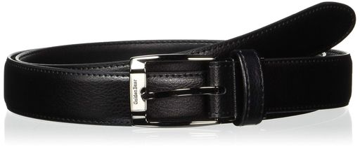 [Golden Bear] Star (Solid Color) Two-Tone Logo Men's Belt, All-Purpose, Japanese Design & Inspection, GBMB9210, Black, Maximum Length Approx. 115cm (Adjustable by Cutting), Width Approx. 30mm