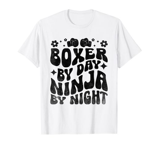 ボクサー バイ デイ ニンジャ バイ ナイト ボクサー スポーツ ジム アスリート ボクシング Tシャツ