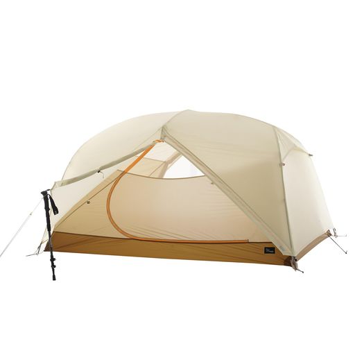 【超軽量&amp;コンパクト収納|2人用登山テント】総重量約1.8kg、収納時はφ14.5x48cmでザックのサイドポケットにも収まるコンパクト設計。長時間の縦走でも負担になりません。耐久性など機能面で優れている。 【広々とした室内、ソロ用としては贅沢な空間に】最大室内高は約105cmで、内部での着替えストレスフリー。同じ床面積のドーム型テントに比べて、全体的な圧迫感が段違いに少なく心地よい住み心地が感じられるとともに、テント内部も隅々まで有効に活用することができる。 【高耐水・撥水性を実現した15DナイロンPUコーティング、風や雨の侵入を怖がらず】超軽量の15Dナイロンを採用し、表面に撥水シリコーンオイルのコーティングとPU防水コーティングを施されて入り、防水PU5000mm+に達しました。さらに、防水4000mm+の210Tポリエステル製グランドシートが付属し、テントの清潔と乾燥をより良く保てます。 【秒速5分の簡単設営&amp;撤収簡単】一体型7系アルミポール(φ8.5mm)により、初心者でも5分でスムーズに設営可能。Y字型フレーム設計が風速4〜6級の強風下でも安定した居住空間をキープします。安定性抜群。