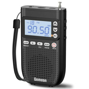 GemeanJ-618ワイヤレスイヤホンに接続可携帯ラジオ小型AMFMワイドFM放送局手動プリセットTFカード(一曲リピート、シャッフル再生、全部再生対応)ブルートゥース機能イヤホンジャックブルー…