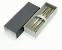 2セットパック真鍮6角回転式彫金ボールペン・シャープペン2本セット高級貼り箱入銀K7ー6KS-2-S