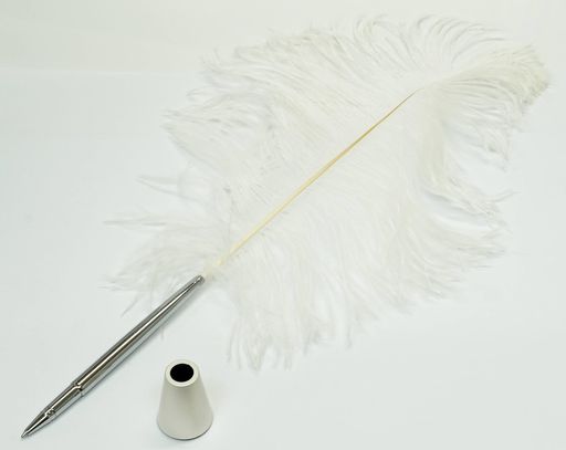 2セットパック日本加工ダチョウの大羽根付真鍮ディスクペン+ブラスダカーポペンスタンド白羽根Q-S1P2WD-2 2セットパック日本加工ダチョウの大羽根付真鍮ディスクペン+ブラスダカーポペンスタンド白羽根Q-S1P2WD-2