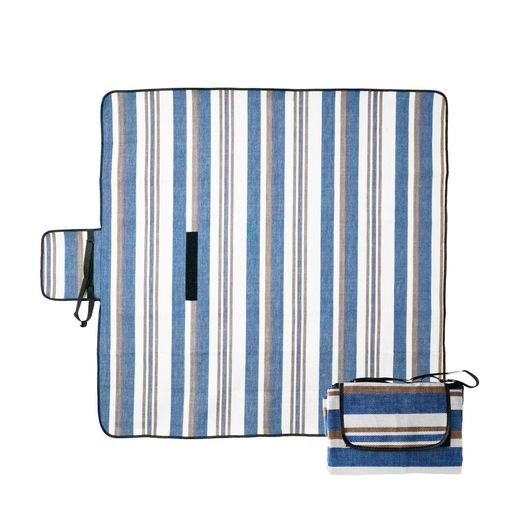 Leisure Sheet - アサヒ興洋レジャーシート厚手裏面防水加工バック型ストライプLサイズ3~4人用145cmx145cmコンパクト収納折りたたみ収納持ち手付き肩掛け紐付きやわらかな手触りBG25-03