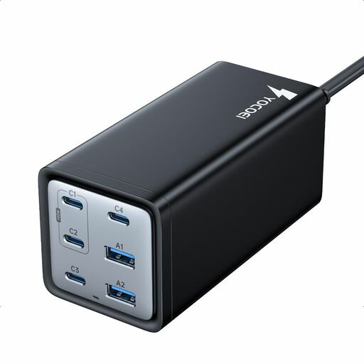 YOCOEI200WPD充電器6ポートUSBコンセント急速充電器(GANPOWERX/USB-Cx4USB-Ax2/単ポート140W高出力)PD3.1/QC4.0対応/PPS規格/PSE技術基準適合140Wケーブル付属