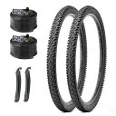 MOHEGIA2組セット26インチMTB自転車タイヤ:26x2.125インチ56-559マウンテンバイクタイヤ-パンク防止折り畳み式交換用タイヤ、チューブ、タイ...