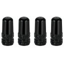 YFFSFDCバルブキャップ4個セット自転車仏式アルミ合金製タイヤバルブキャップ仏式バルブ用アルミバルブキャップフレンチバルブロードバイクドレスアップブラック(4)