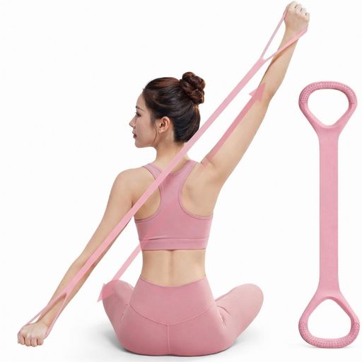 Festov抵抗バンドレジスタンスバンドストレッチバンドトレーニングチューブ肩開き肩甲骨ストレッチ背中ストレッチ筋トレヨガ自宅トレーニングTPE軽量ピンク
