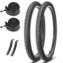 MOHEGIA2本セットマウンテンバイク自転車タイヤ:26x1.95インチ30TPI組み合わせセット-折り畳み式交換用タイヤ、チューブ、タイヤレバー-ブラック