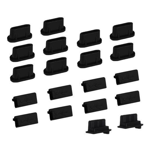 USB保護カバーメス端子保護カバーメス用防塵保護カバーセット防湿防錆防塵コネクタカバーキャップ20点セットType-Cポートカバーx10個+USBAポートカバーx10個ブラック