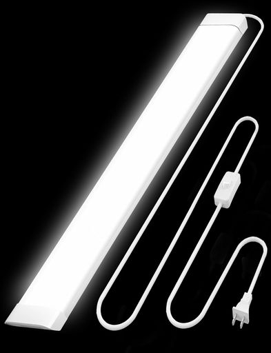 luckintechLED蛍光灯80W形LEDベースライトスイッチ付き40W消費電力【3本相当】超高輝度3Mコードプラグ付き昼光色(6000K)器具一体型直付3列チップ薄型120cm省エネ全光束(6200lm)工事不要