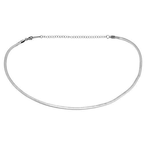 [VOCOSTE] 女性用ネックレス シルバートーン シルバーメッキフラットスネークチェーン 女性用チョーカーネックレス 35cm長さ