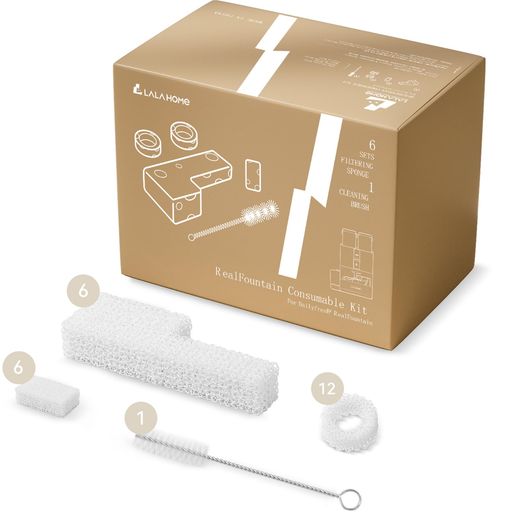LALAHOME RealFountain 自動給水器専用消耗品キット-フィルタースポンジ 6セット(半年分)