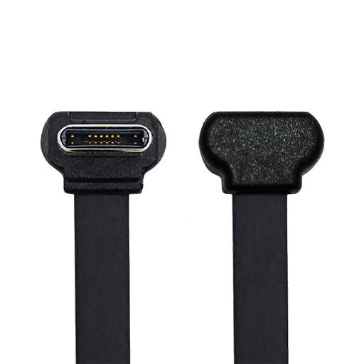 xiwaiショートUSB2.0データケーブル2.76インチ超スリムフラットUSB-CタイプCからUSB-C電源アングルコネ..