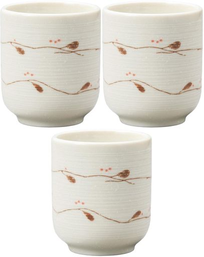 3個セットつる草長湯呑赤[6.5x7.5cm]【湯呑】
