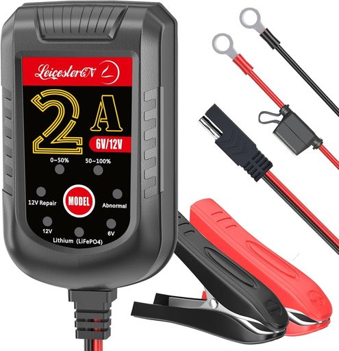 LSTバッテリー充電器6V/12V全自動パルス充電バッテリーチャージャー2Aメンテナンス鉛蓄電池 12VリチウムLiFePO4対応サルフェーション除去自動車バイク原付除雪機船トリクル充電メンテナン…