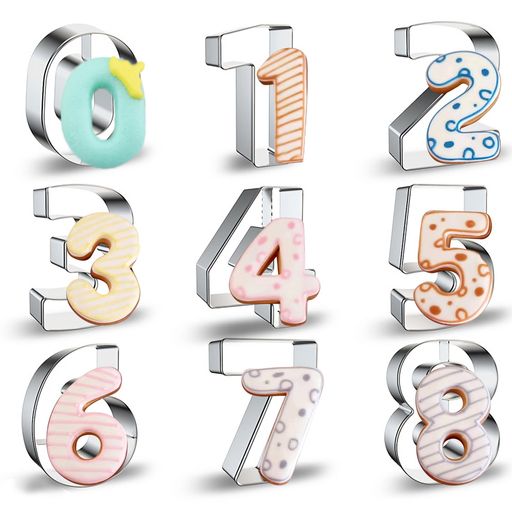 数字クッキーカッターセット:数字0~9(6&amp;9はカッター1個使用)の9ピース。誕生日や記念日にクッキーやスナックを作ることができます。 信頼性の高い高品質の素材:このクッキーカッターセットは高品質のステンレススチール製で、ご家族が完全に安全に保たれ、耐食性、耐熱性、耐久性があり、錆びません。繰り返し貼り付けることができます。手洗いで洗浄し、清潔にした後は乾燥させてください。食器洗い機で洗えます。押し付ける場所の上部にはロール状の金属があり、手を傷つけません。特定のサイズは図に示されています。 形を整えるのが簡単:各クッキーカッターは、クッキー生地やその他の柔らかい食べ物を簡単に形作るのに十分な強度がありますが、柔軟性があり、お客様が好む詳細な形を作ることができます。 【様々な食品作り】パンケーキ型として、クッキー生地、フォンダン、ソフトフルーツ、パン、サンドイッチ、チーズ、スライム型、クラフト粘土の切断に最適です。 想像力を開き、お子様にもっと驚きを与えます。