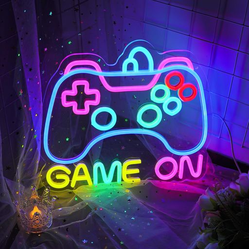 WIOSOUL ネオンサイン、ネオンライト、ゲームコントローラー、調光可能、インテリア、USB給電、誕生日プレゼント、男の子の部屋、ゲームルーム、バー