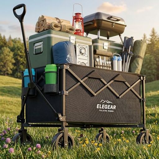 Elegear キャリーワゴン キャリーカート 180L 超大型 耐荷重100kg 全地形対応6インチ大型ホイール メッシュ構造 折り畳み式 軽量コンパクト設計 荷物運び 収納楽 キャンプ スポーツ ビーチ シ…