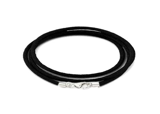 [Findout] 3mm ブラック シルクコード チェーン ネックレス 925 スターリングシルバー ロブスタークラスプ付き 低刺激性 滑らかでソフトなロープチェーンネックレス 女性 女の子 男の子 14-36…