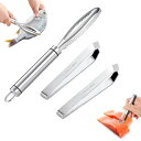 Liroyal304ステンレス製魚の鱗取り器3点セット飛び散り防止プロ用/家庭用-頑丈簡単操作鱗とりツールうろこ取り魚下処理DIY調理道具