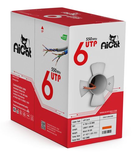 AiCat(エーアイキャット)Cat6(カテゴリ6)イーサネットケーブル300m(オレンジ)-23AWG、CMR、ノイズ低減..
