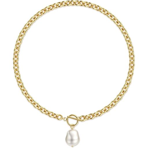 [JeryWe] ネックレス レディース 人気 真珠 パール ゴールド 16K シルバー チェーン ファッション 不規則 大きい ネックレスペンダント 女性 ジュエリー