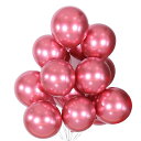 BTZOバルーン風船50個入10インチラウンドメタリックカラーゴム風船光沢飾り付け誕生日結婚式成人式パーティーお祭り文化祭単色ローズレッド