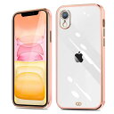 iPhoneXRケースクリアアイフォンXRカバー耐衝撃透明TPU落下防止防塵薄型軽量一体型人気変形防止全面保護カバーシリコンメッキ加工(桜ピンク)