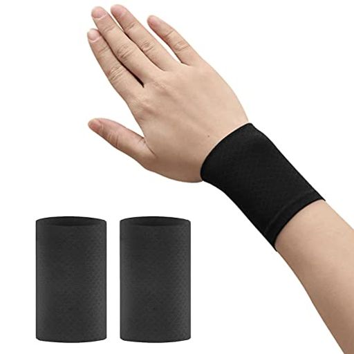 DFsuccesリストバンド薄手2枚セット冷感野球テニスランニングの汗吸収速乾通気性ロングショートスポーツヨガ筋トレスポーツ用夏の日焼け防止対策男女兼用(8cmブラック)