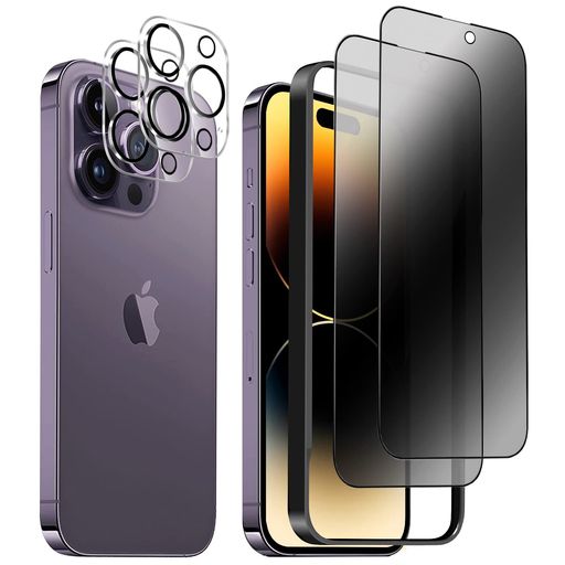 DZHFU 28°覗き見防止 iPhone 14 Pro max 用 強化ガラスフィルム 6.7インチ 全面保護フィルム 指紋付着防止 飛散防止 気泡防止 ガイド枠付き 携帯電話用フィルム 貼り付けは簡単【強化ガラスフィ…