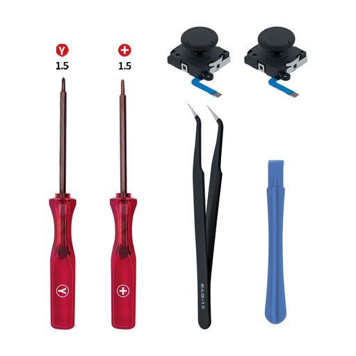 McbazelSwitch有機EL(SwitchOLED)/Switch/SwitchLite用の3Dアナログジョイスティック2枚入りスイッチライトスティック交換修理部品修理ツールキット付き-ブラック