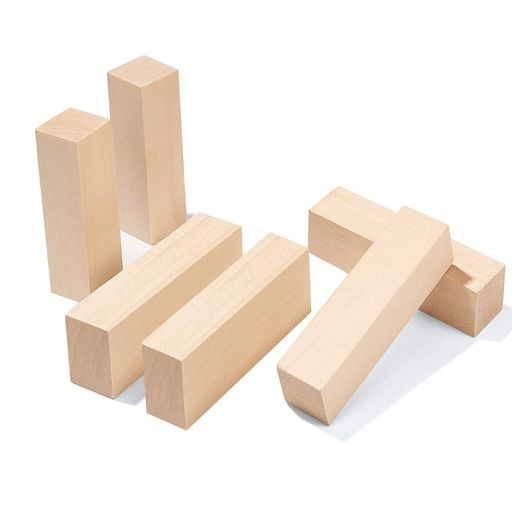 DFSUCCES 彫刻 木彫りブロック 未仕上げ木製 長方形 立方体ウッド DIY 工芸品用 手彫りモデル 初心者に適用 (6個セット)