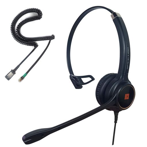IPD IPH-250 Optimo-X シングル イヤー ノイズ キャンセリング、コール センターおよびオフィス用の U10P-S ケーブル付き有線ヘッドセット SAXA、Fujitsu、Yealink、Cisco、LG IP 固定電話と互換性あり
