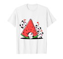 赤いスイカのバレンタインギフトを食べるカワイイかわいい赤ちゃんパンダTシャツ